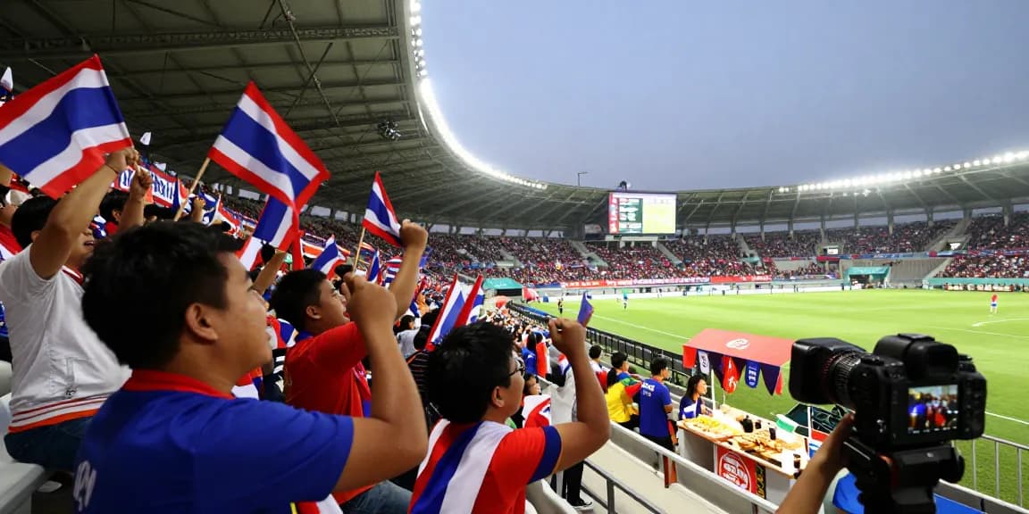 บรรยากาศการแข่งขันฟุตบอลโลกนัดชิง ราคาบอลโลกนัดชิง ที่แฟนบอลไทยเชียร์ในสนาม