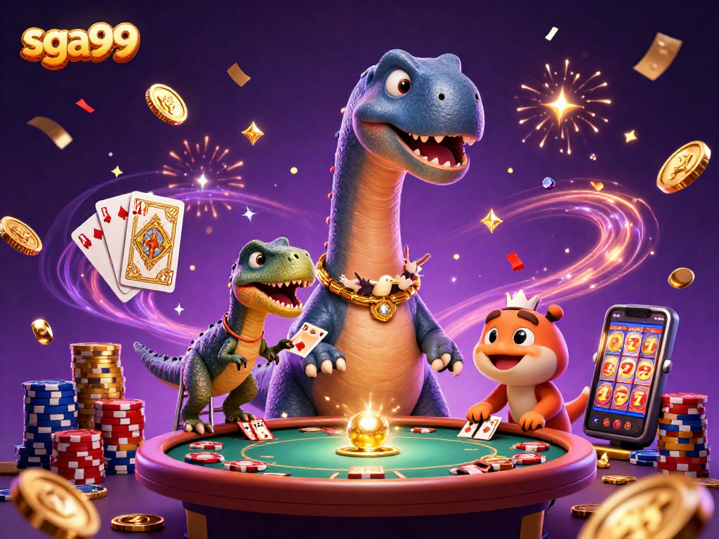 Experience thrilling gameplay with sga99 amidst a vibrant casino scene featuring dynamic characters.