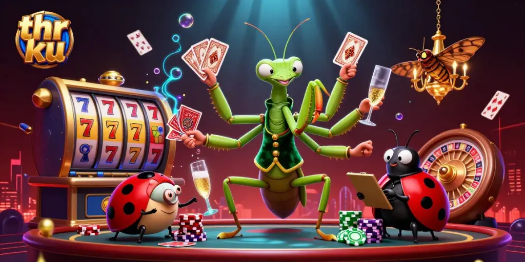 Enjoy thrilling games on thr ku with a lively scene of casino action featuring animated characters and vibrant elements.