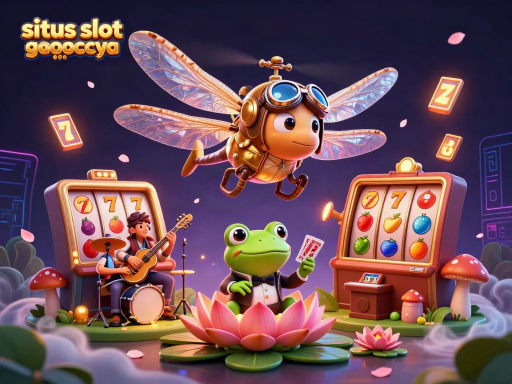 Experience the thrill of situs slot gacor terpercaya with a lively casino scene full of vibrant characters and game elements.