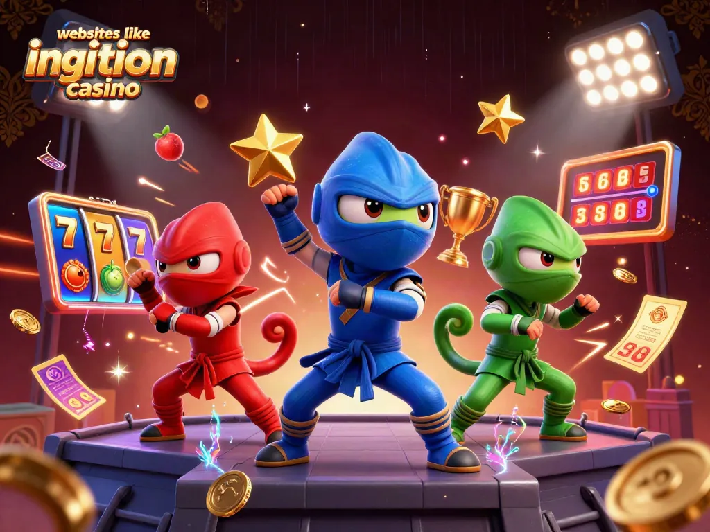 Experience thrilling action at websites like ignition casino with vibrant characters and casino-themed elements.