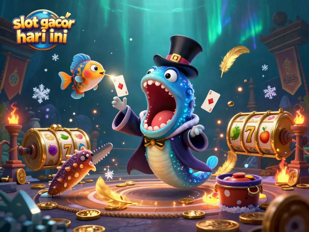 Experience the thrill of slot gacor hari ini with a vibrant 3D magical underwater scene featuring unique sea creatures.