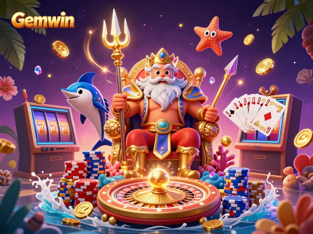 Experience Gemwin's thrilling casino adventures with Neptune and vibrant game elements.