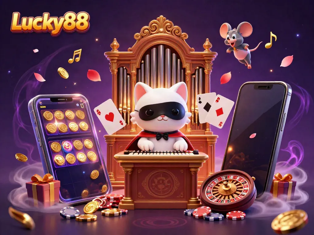 Experience thrilling gameplay with Lucky88 in a vibrant casino scene filled with dynamic elements.