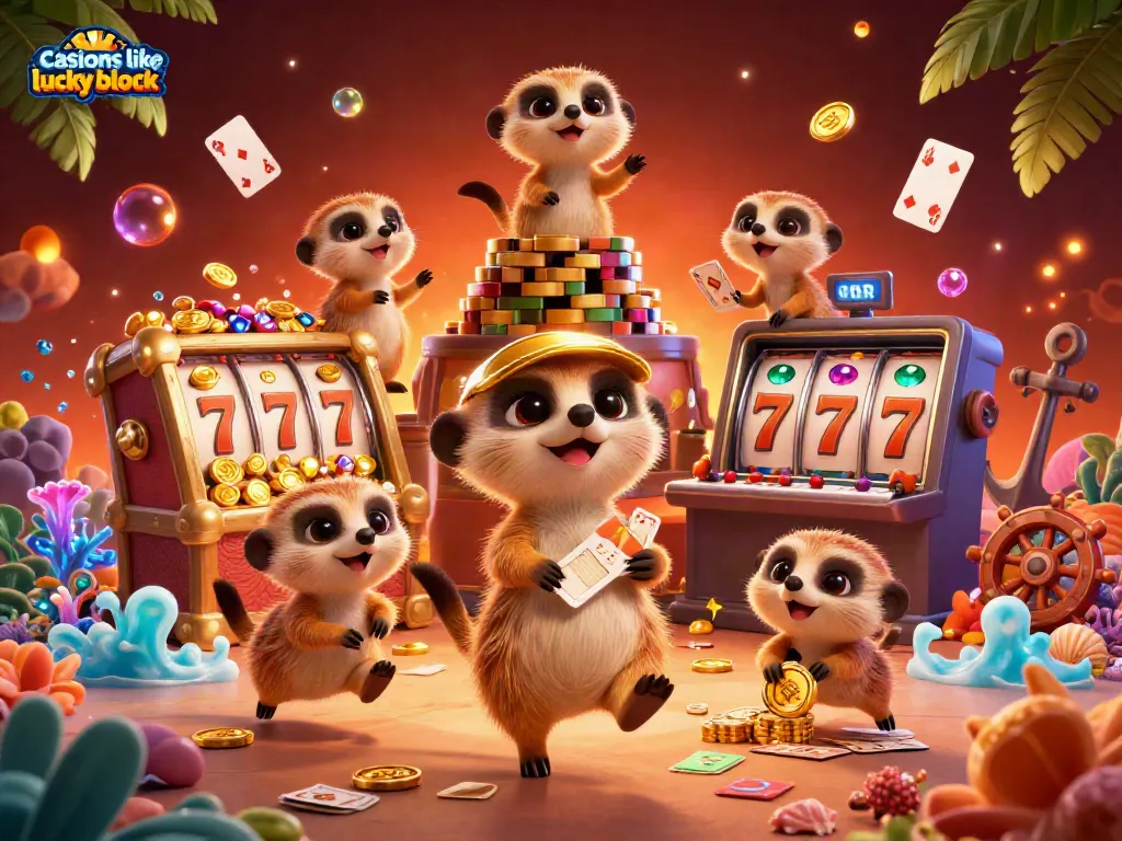 Experience exciting gameplay with casinos like lucky block featuring playful meerkats in a lively casino setting.