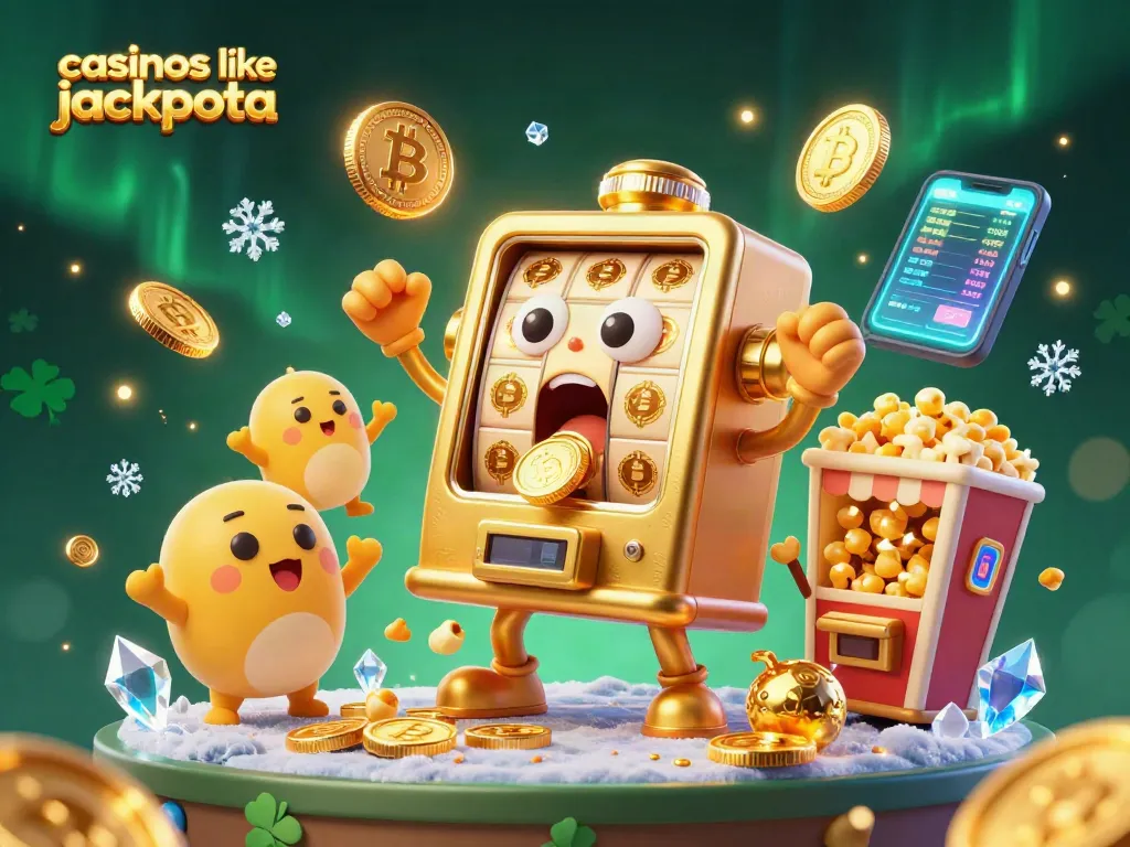 Win big at casinos like Jackpota with this vibrant 3D slot machine scene filled with excitement and rewards.