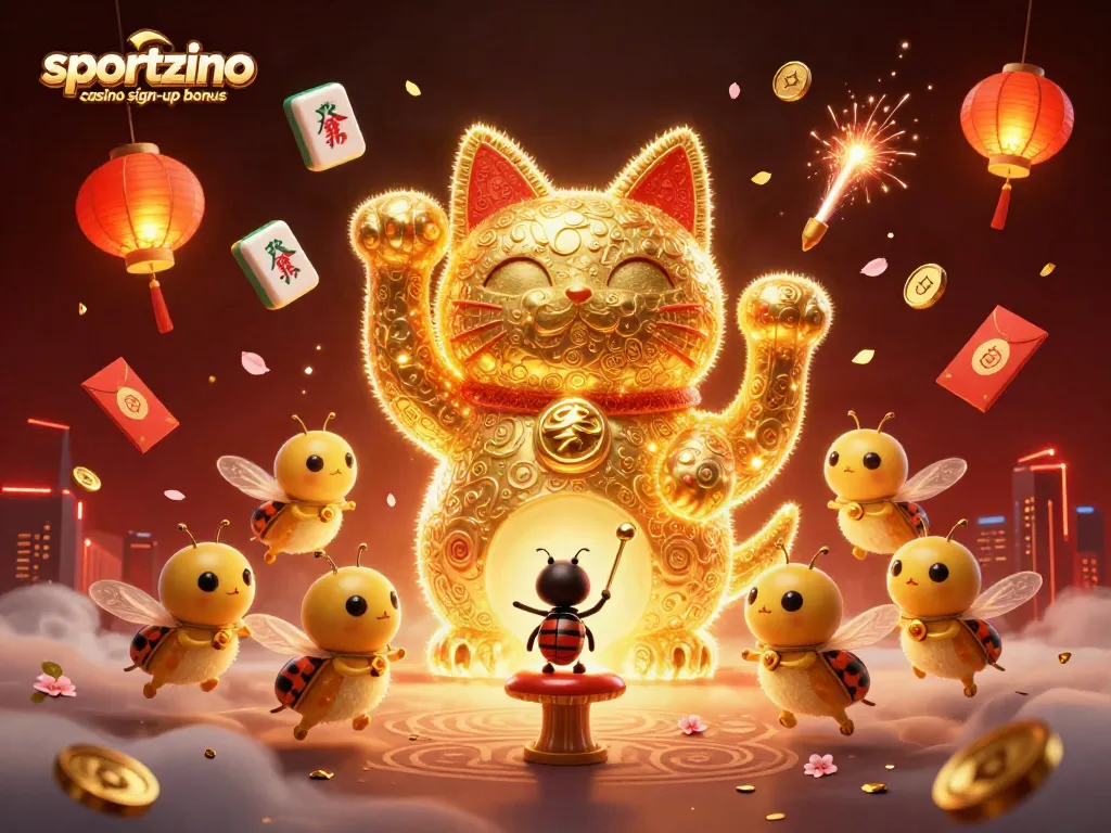 Engage with the Sportzino casino sign-up bonus and explore vibrant gaming elements in this 3D illustration.