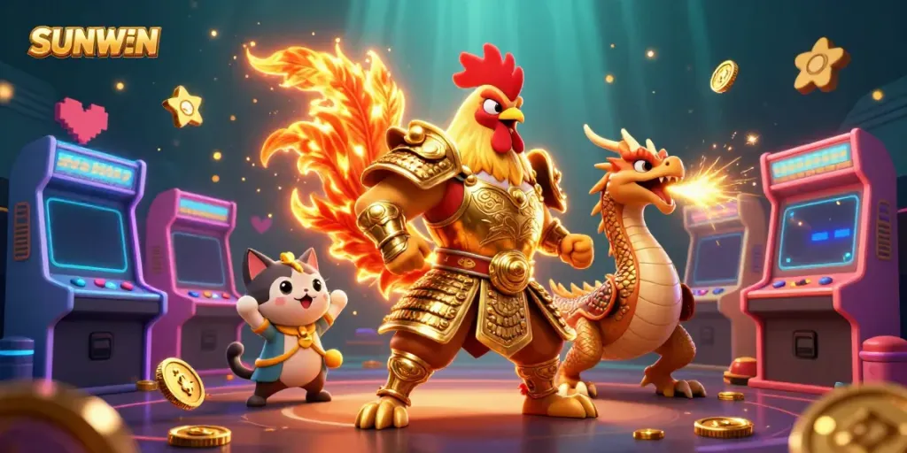 SUNWIN showcases a powerful warrior scene with engaging gaming elements and a vibrant casino atmosphere.