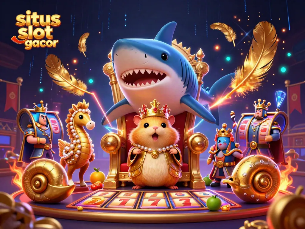 Experience winning moments at situs slot gacor with a fierce hamster king and a vibrant casino scene.