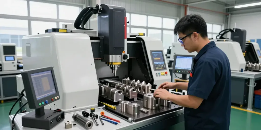 Leading aerospace CNC parts manufacturers at work in a precision machining facility.