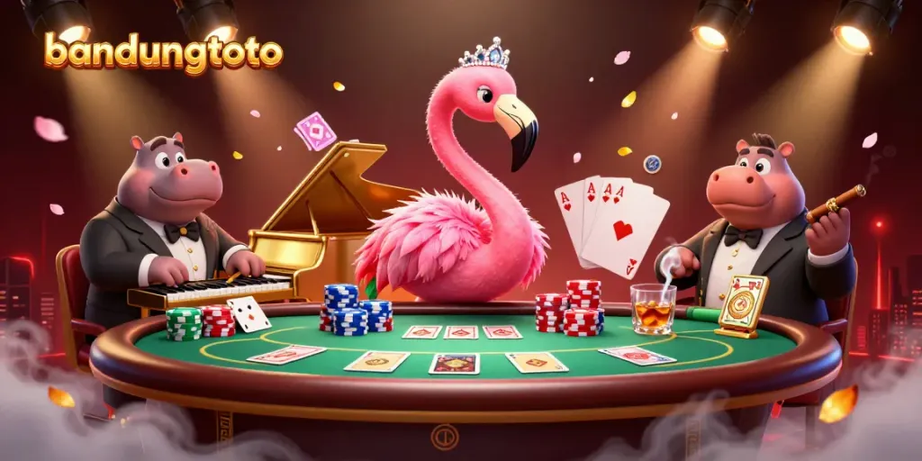 Experience the excitement of bandungtoto with a vibrant 3D illustration of casino elements.