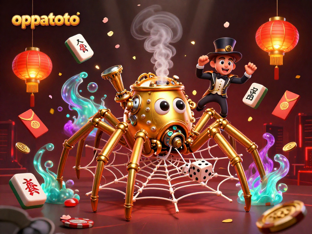 Engage with oppatoto's vibrant 3D casino reality featuring steampunk characters and rich, interactive game elements.