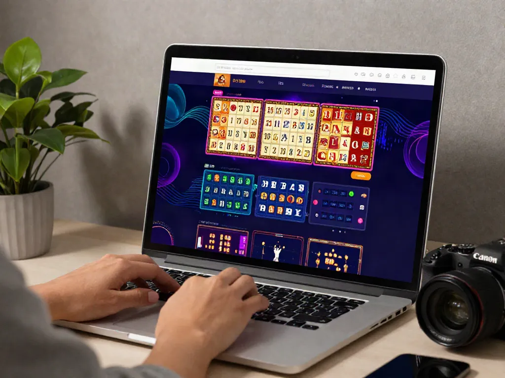 Engaging online gambling platform featuring harga toto lottery options on laptop.