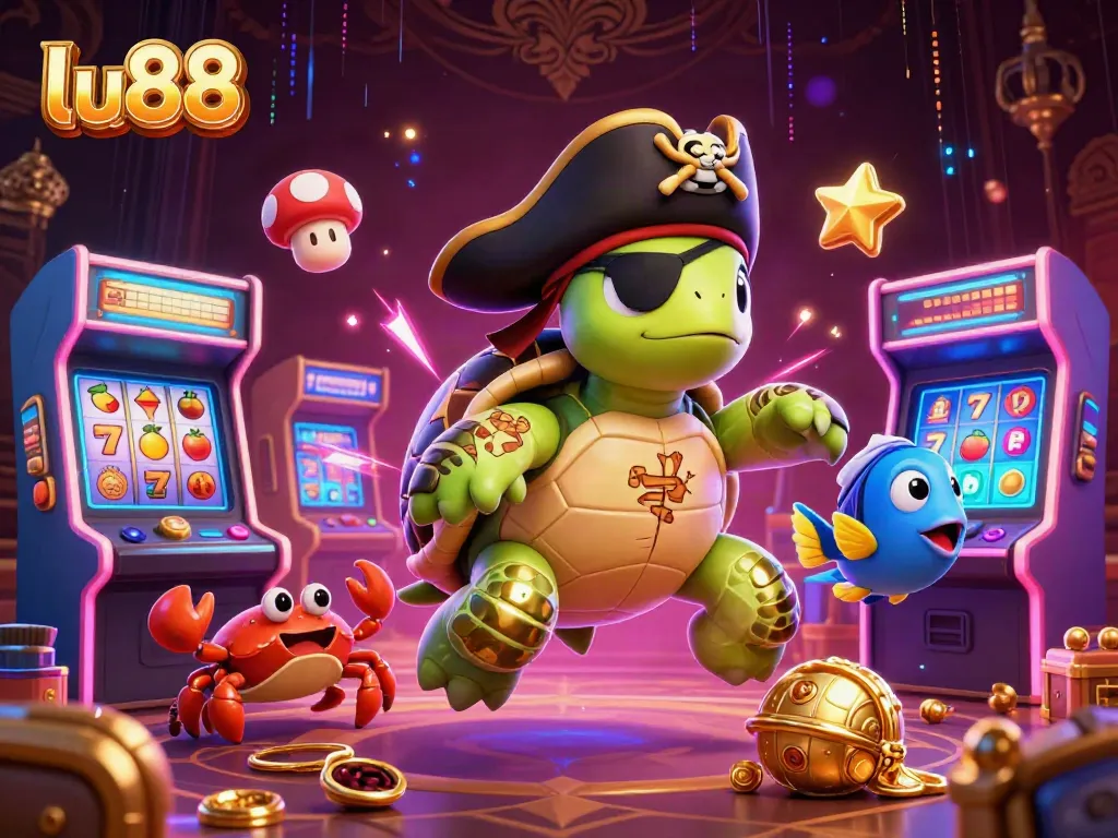 Spin the reels and join lu88's vibrant casino scene showcasing a colorful 3D treasure adventure.