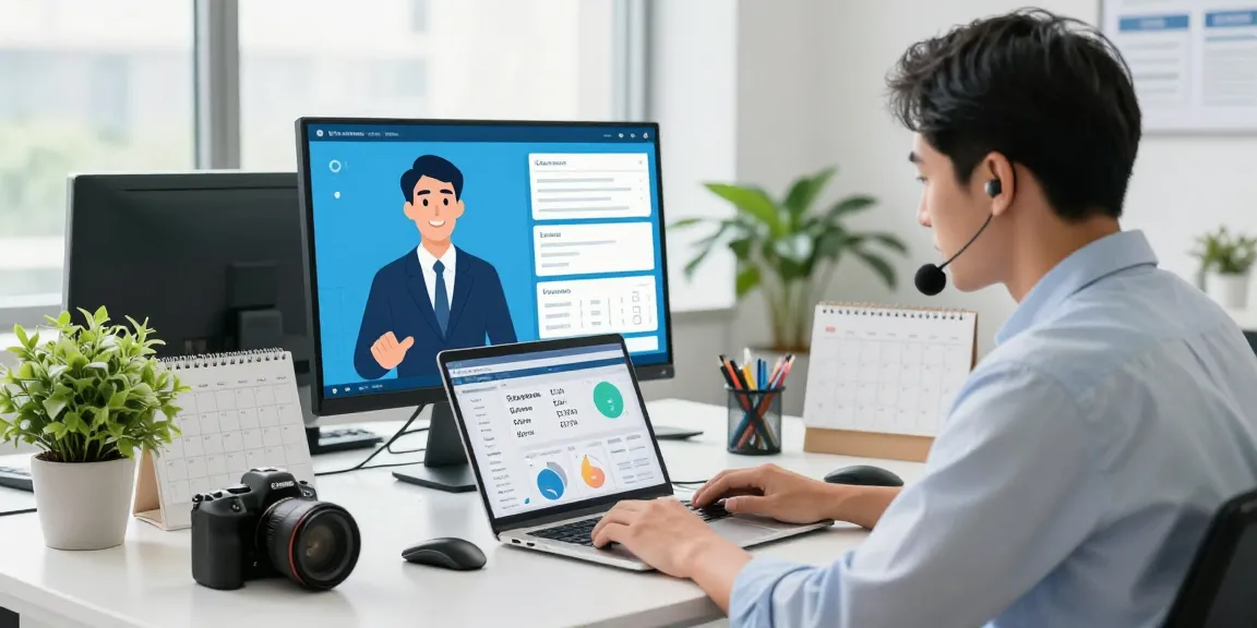 AI receptionist for small business facilitating real-time bookings in a modern office.