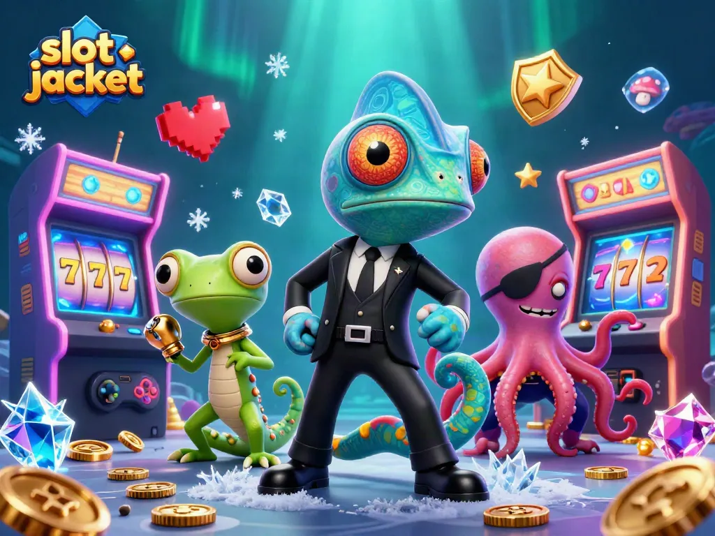 Experience the thrill of a big win with slot jackpot themes featured in a vibrant casino illustration.