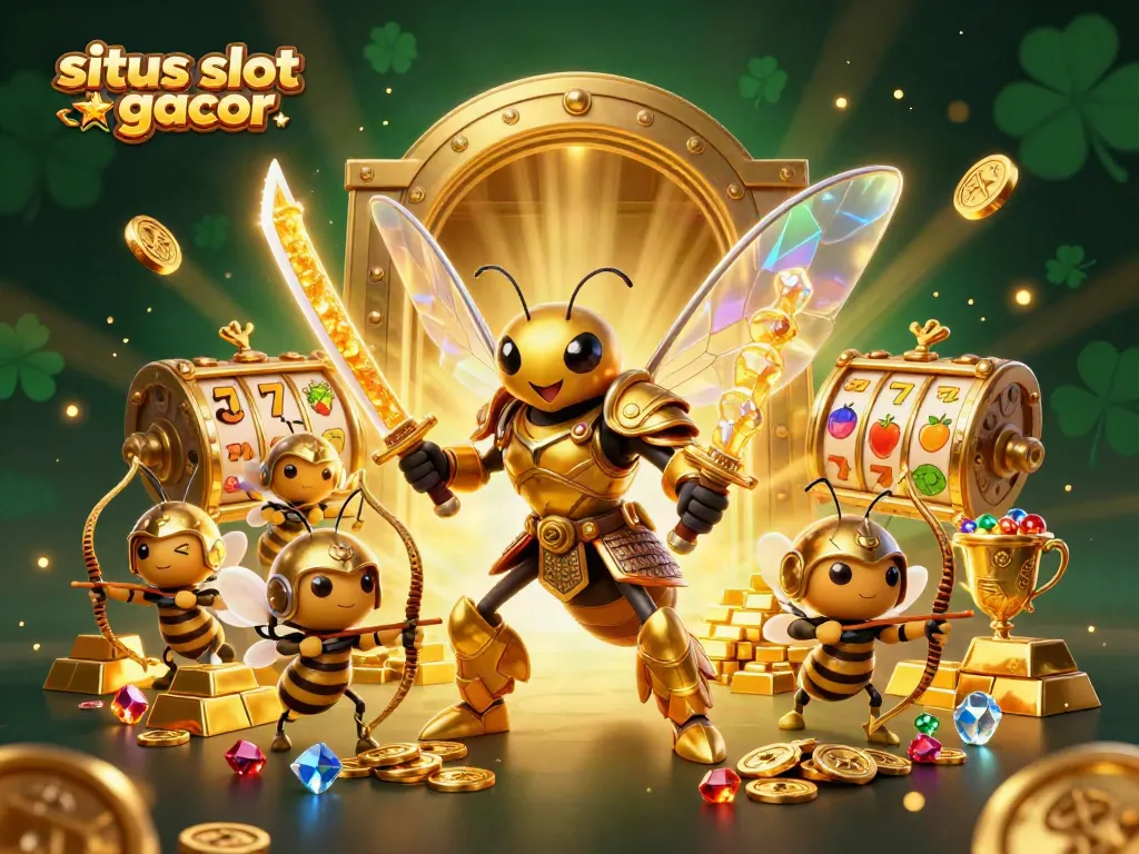 Experience winning vibes at situs slot gacor with a golden hornet and treasure-filled slots.