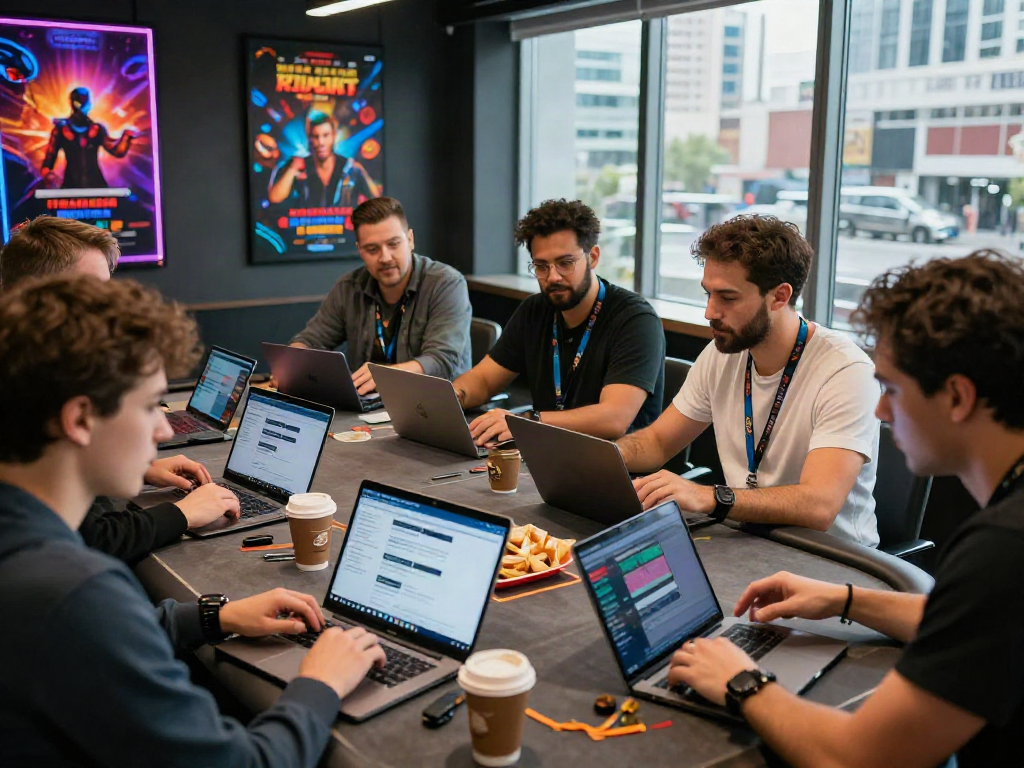 Engaging moment of 먹튀검증 discussions among diverse individuals analyzing gambling platforms.