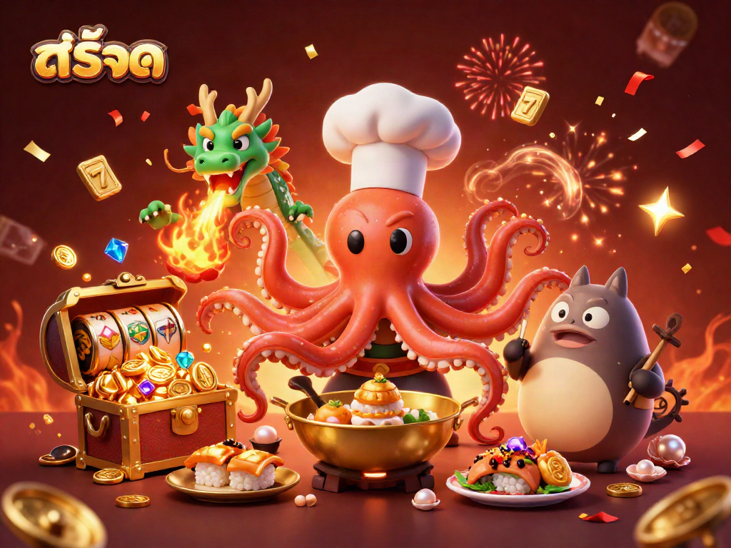 Experience the excitement of สล็อต with this captivating illustration showcasing dynamic casino elements.