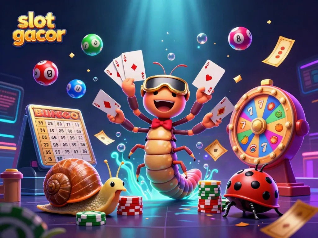 Engage with slot gacor excitement through our colorful casino scene with vibrant characters.