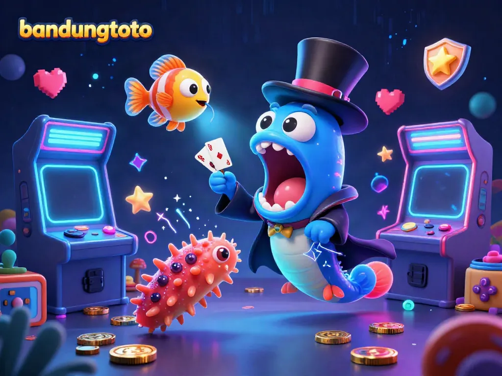 Experience the excitement of bandungtoto with whimsical underwater characters showcasing thrilling card tricks.